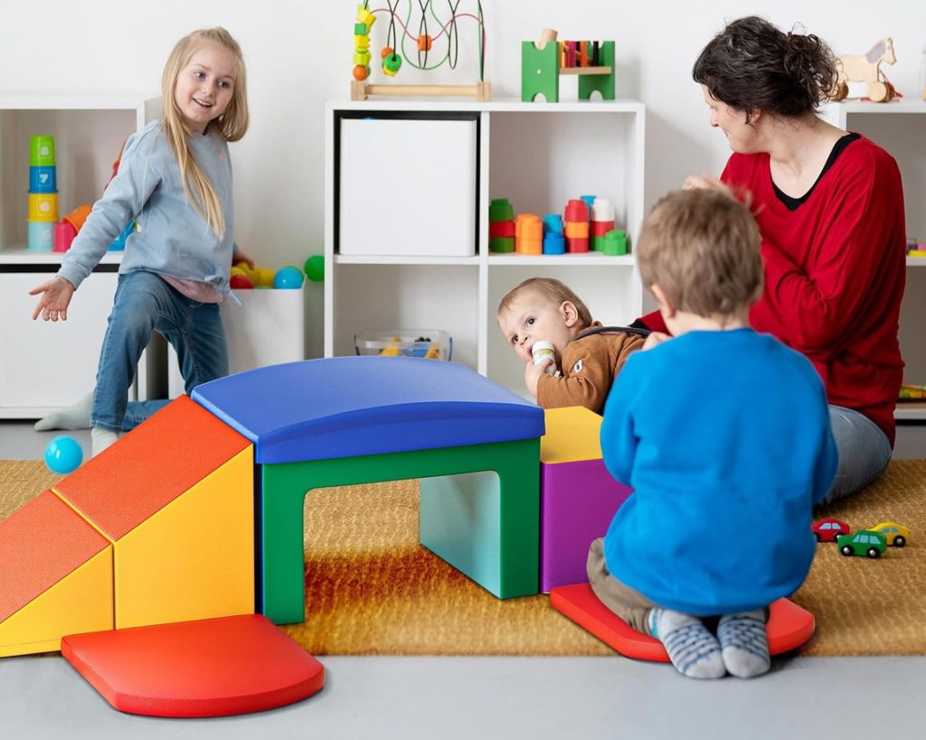 Colourful soft play set playroom