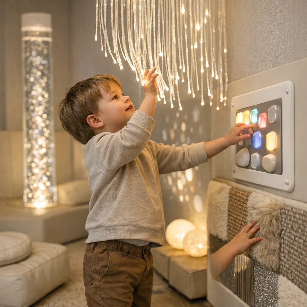 Promoting sensory exploration in sensory rooms