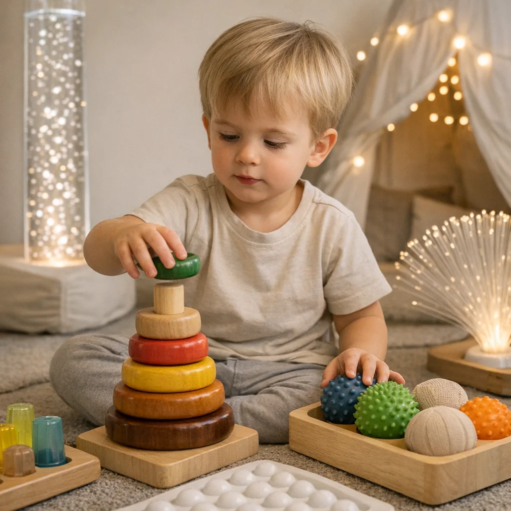 Combining sensory exploration with other developmental skills