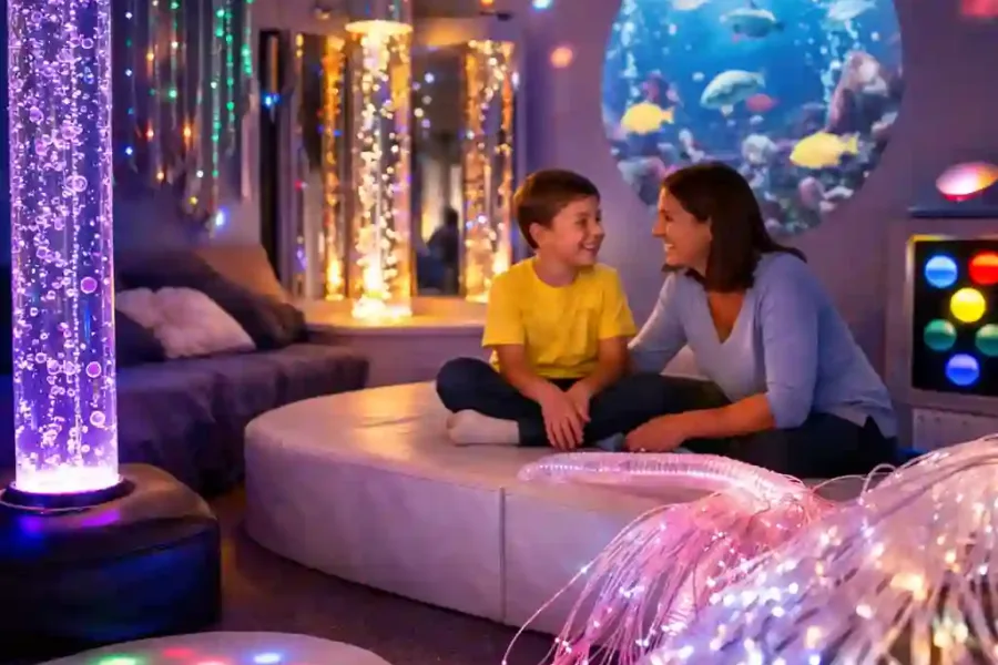 What are common sensory room activities?