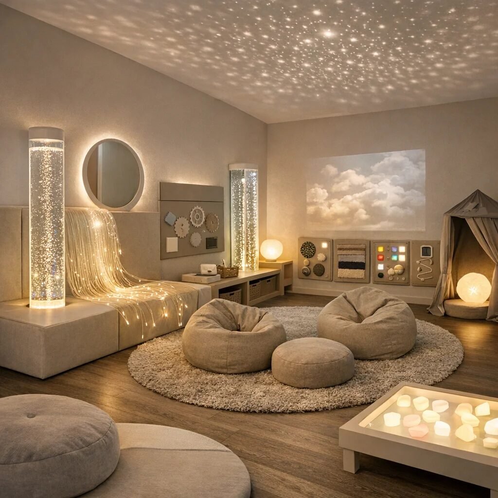 What are the key features of an effective sensory room?